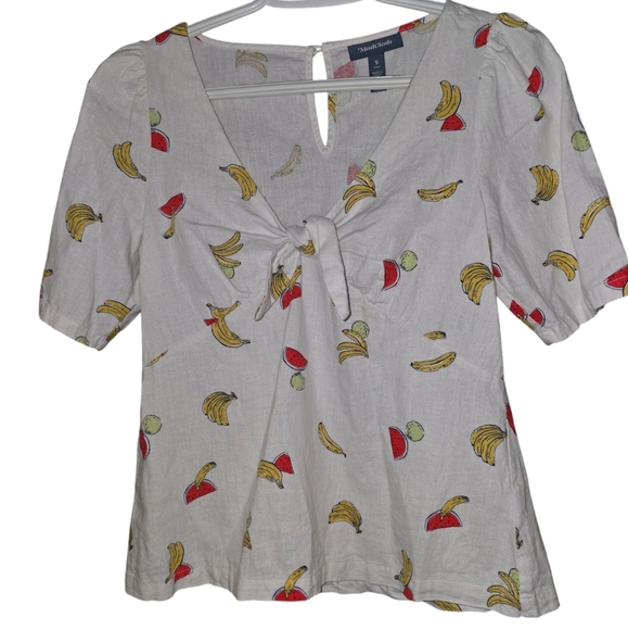 ModCloth Pack a Picnic tie front linen shirt Size Small - Picture 1 of 4